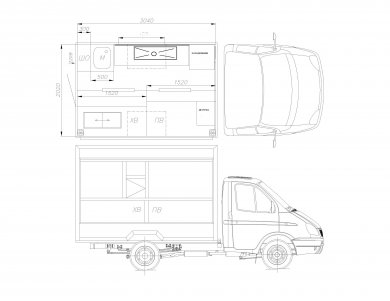 Схема ГАЗ-3302 ГАЗель автолавка Шаурма