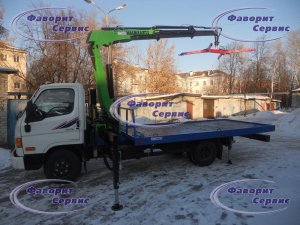 Эвакуатор Hyundai HD-78 с прямой платформой и КМУ MALIN.KA